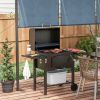 Outsunny Charcoal Grill, BBQ with Adjustable Height, Portable Barbecue with Folding Shelves, Thermometer, Bottle Opener & Wheels for Outdoor Camping