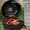 Outsunny 21" Kettle Charcoal BBQ Grill Trolley with 360 sq.in. Cooking Area, Outdoor Barbecue with Shelf, Wheels